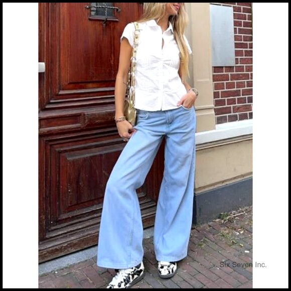 Short Sleeve Button Down Shirt Pleated Slim Fit Blouse 100% Polyester - Picture 5 of 7